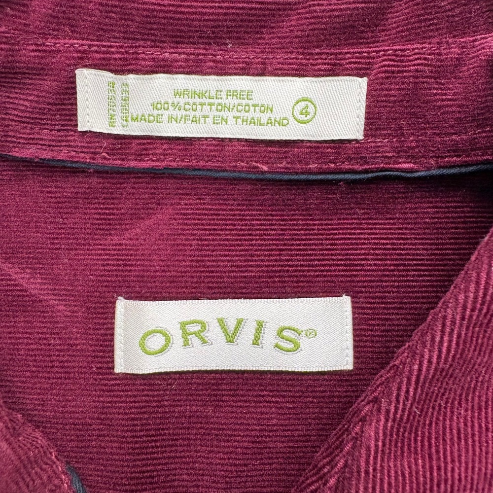 Orvis Button Down Shirt Womens 4 Burgundy Corduroy Long Sleeve Classic Outdoor - Picture 3 of 6